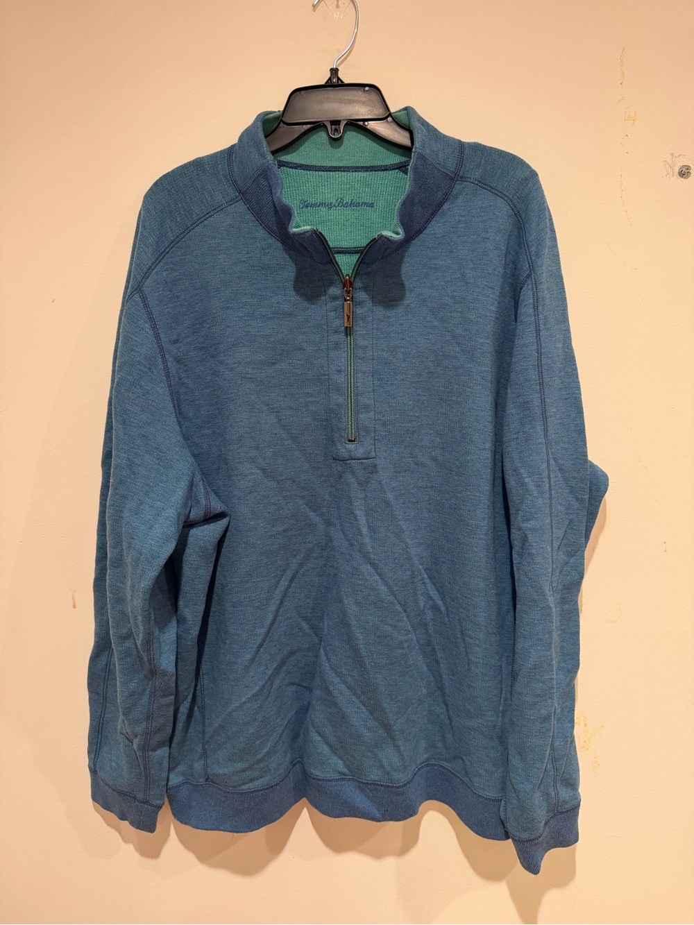 Tommy Bahama Teal Blue Quarter-Zip Pullover Sweater